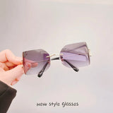 Daiiibabyyy  European American Style Sunglasses Female Fashion Stylish Big Size Rimless Women Sun Glasses UV Protection Outdoor Sunglass