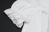 Daiiibabyyy  Sweet Summer Temperament Loose All Match Solid Peter Pan Collar Puff Sleeve Ruffles Dresses