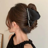 DAIIIBABYYY  -  Elegant Large Rhinestones Bow Hair Claw Crab Pearls Hairpins Women Girls Sweet Hair Ornament Hair Clips Fashion Hair Accessories