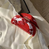 Daiiibabyyy  1pc Cherry style scratch clip with a minimalist and high-end feel, featuring a shark shaped hair clip at the back of the head