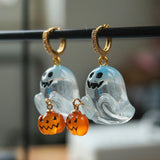 Daiiibabyyy  Cute Fashion Charming Halloween & Pumpkin Hoop Earrings Cute Resin Jewelry for Women Perfect for Parties & Gifts