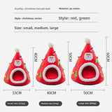 DAIIIBABYYY  -  Christmas Cats Nest Detachable Mat Semi Closed Cat Hole Tent Winter Warm Dog Nest Christmas Tree Shape Pets House Washable