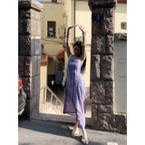 DAIIIBABYYY  -  Camis Dresses Purple Tie Dye Summer Off Shoulder Hot Girls Striped Dresses Casual Korean Fashion Skirts Sweet Female Clothing