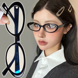DAIIIBABYYY   -  Vintage Oval Glasses Women Girls Y2K Red Green Frame Glasses Eyewear Decorative Computer Anti-blue Eyeglasses Decorative Goggles
