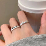 DAIIIBABYYY  -  2Pcs Cute Cartoon Dog Cat Finger Rings for Men Women Lovers Creative Design Animal Adjustable Ring New Jewelry Sets Gift Party