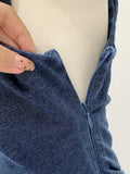 Daiiibabyyy  Women's Summer Blue Denim Short Dress High Waist Folding Strap Hip Wrapping Slimming Fit Mini Dresses 2025 New Style Fashion