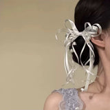 Daiiibabyyy  1PC Lily Of The Valley Tassel Ribbon Barrettes, Elegant Fairy Hair Accessories For Wedding Party Daily Women Girls