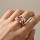 Daiiibabyyy  All-match Painting Oil Flower Ring Multicolor Petal Stretch Ring Zinc Alloy Classic Opening Ring Party