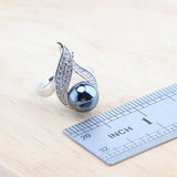 Daiiibabyyy 925 Silver Black Pearl Jewelry Sets Bridal White Zircon Wedding  Rings Earrings Pendant Necklace Bracelets Set