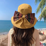 DAIIIBABYYY  -  National Style Spring and Autumn New Hat Women's Travel Folding Fisherman's Hat Sun Protection Sunshade Hat Large Brim Sun Hat