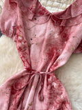 Daiiibabyyy  Woman Vintage Print Dress Doll Collar Bandage Fashion Elegant Vestidos Korean A-Line Puff Sleeve Dresses Vestidos De Mujer