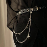 Daiiibabyyy Trousers Jewelry Long Cross Hip Hop Silver Color Waist Chain Pants Belt Double Layer Belly Chain