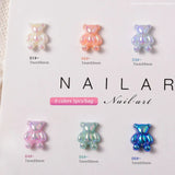 Daiiibabyyy 5pcs/bag Nail Art Pearly Shiny Bear Jewelry Flat Bottom Nail Rhinestones Aurora Colorful Cartoon Nail Decoration Accessories