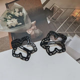 DAIIIBABYYY  -  4PC Set Cute Retro Black BB Hairpins Hollow Flower Hair Clips Simple Classical Design for Girls Hair Accessories Party Holiday O