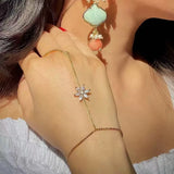 Daiiibabyyy  Bohemian Shiny Rhombus Crystal Bracelet for Women Girls Simple Thin Heart Flower Butterfly Chain Finger Bracelets Jewelry Gifts