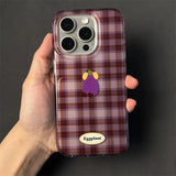 Daiiibabyyy  Large hole IND semi transparent checkered music eggplant phone case with star hanging rope for iPhone 11 12 13 14 15 16 pro max