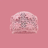 Daiiibabyyy  Women's Hats Y2k Caps Haze Blue Korean  Version Hand Crocheted And Hollowed Out Flower Shaped Cap Pile Pile Cap Sweet Cool Cap
