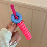 Daiiibabyyy  Cute button straight telephone line hair loop headband for women's new style temperament, bubble braid braided hair artifact hai