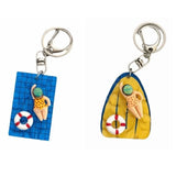 Daiiibabyyy  Fashion Acrylic Pool Floating Board Keychain Alloy Blue Yellow Swimming Figure Pendant Creative Decorative Bag Charm Summer
