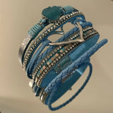 Daiiibabyyy  Inlaid Rhinestone Leather Resin Love Multi-layer Magnetic Bracelets for Women 2025 Exquisite Light Luxury High-end Hand Jewelry