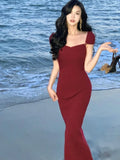 DAIIIBABYYY  -  Elegant Bodycon Sleeveless Knitting Midi Dresses for Women New Fashion Evening Party Prom Robe Sexy Female Vestiodo Mujer
