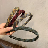 Daiiibabyyy French Retro Sponge Headband Women College Style Plaid Hair Band Elegant Temperament Hoop Hairband Girls Hair Accessories