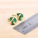Daiiibabyyy Gold Color Bridal Green Zircon Jewelry Sets For Women 925 Silver Wedding Earrings Rings Bracelets Pendant Necklace Set