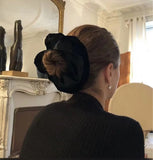 DAIIIBABYYY  -  Oversize Black Velvet Scrunchies Hair Ties Women Girls Solid Rubber Big Elastic Hair Bands Rope Ponytail Hair Accessories Winter