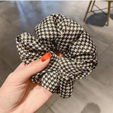 DAIIIBABYYY  -  Korean Fashion Leopard Plaid Scrunchies Simple Elegant Black White Dots Hair Ties Ropes Women Rubber Band Preppy Chic Headwear