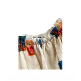 DAIIIBABYYY  -  Retro Women Dress Lace-up Printed Sleevevess Off Shoulder A-line Beach Dresss Sweet Hot Girls Holiday Skirts Fashion Clothes