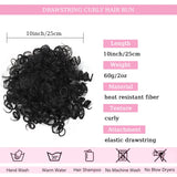 Daiiibabyyy  Messy Curly Hair Bun Ponytail Extensions Wig Synthetic Curly Wavy Hair Ponytail with Drawstring&Combs for Women Daily Party Wear
