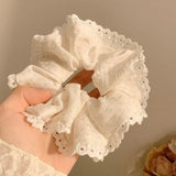 DAIIIBABYYY  -  2024 New Lace Polka Dot Scrunchies Fairy Girl Student Oversized Elastic Hair Bands Korean Women Elegant White Pink Hair Tie Rope