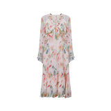 DAIIIBABYYY  -  Afternoon Garden Spring/Summer Gentle Trumpet Sleeves Fragmented Flower Dress with Ruffle Edge Long Dress