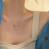 Daiiibabyyy  Retro double-layer pearl necklace light luxury literary niche design high-end sense pendant collarbone high-end neck chain