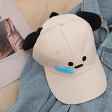 Daiiibabyyy  Simple Runny Nose Dog Baseball Cap Embroidery Korean Style Cartoon Sun Hat Y2k Sunscreen Peaked Cap Girl