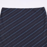 Daiiibabyyy  High Waist Chiffon Midi Skirts for Women Diagonal Striped Slim Flowy Ruffle Hem Casual Elegant Skirt