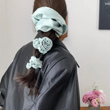 Daiiibabyyy Mint Green Large Intestine Hair Loop Ponytail Rose Elastic Hair Rope for Women Girl Headwear Korean Fashion Hair Tie Accessories