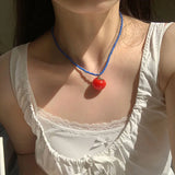 DAIIIBABYYY  -  Colorful Adjustable Resin Bead Necklace Fruit Pendant Clavicle Chain Jewelry