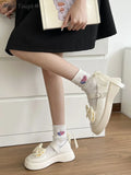 DAIIIBABYYY  -  Summer Kawaii Sweet Sandals Women Japanese Style Bow Solid Cute Mary Janes Shoes Beaded Round Toe Casual Platform Shoes