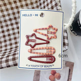 Daiiibabyyy  Retro Morandi Plaid BB Hair Clips Korean Style Early Autumn Daily Side Bang Clip Nape Baby HairClips for Women and Girls 1 Set