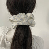 Daiiibabyyy  Gentle and cool blue small flower large intestine scrunchie retro fresh small floral women's hair accessories