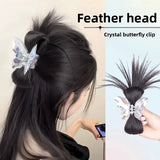 Daiiibabyyy  Lazy Style Chicken Feather Hair Clip Bun Wig High Ponytail Sexy Girl Chicken Nest Headband Hair Extension Chinese Origin