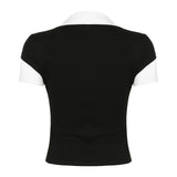 DAIIIBABYYY  -  Preppy Style Patchwork T-shirt Streetwear y2k Fake Two-piece Cropped Top Short Sleeve T-shirt Harajuku Women Summer Basic