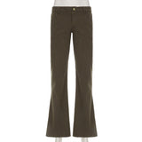 DAIIIBABYYY  -  Retro Corduroy Low Rise Pants y2k Streetwear Solid Slim-fitting Flared Pants for Women Korean Fashion Trousers Aesthetic