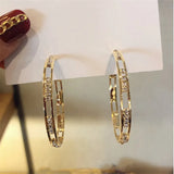Daiiibabyyy  -  Golden Round Crystal Hoop Earrings for Women Bijoux Geometric Rhinestones Earrings Statement Jewelry Party Gifts