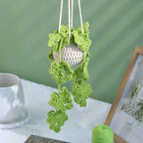 Daiiibabyyy Crochet Hanging Plant Kit for Beginners With Instruction Knitting Yarn Thread Needles Hooks Easy Knit Accessories Set