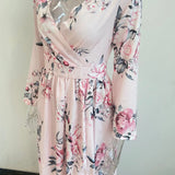 Daiiibabyyy  Women floral Chiffon Flower Dress trends new in Ladies Elegant V Neck short Sleeve korean style Summer Dress Female Clothes