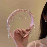 Daiiibabyyy  1PC Diamond Tassel Flocking Hair Bands for Women Delicate Fashion Hair Accessories Premium Sense Simple Versatile Hair Accessori