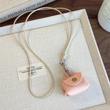 DAIIIBABYYY  -  New Y2K Retro Cute Small Leather Bag Long Necklace for Women Fashion Sweater Chain Neck Hanging Jewelry Versatile Accessory Gift