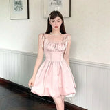 DAIIIBABYYY  -  Sexy Women Little Pink Dress Satin Beading Corset Slim Suspender Short Mini Dress Fashion Short Elegant Birthday Party Dress